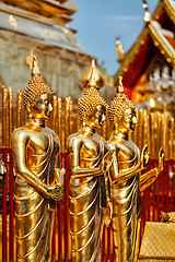 Image showing Gold Buddha statues in Wat Phra That Doi Suthep