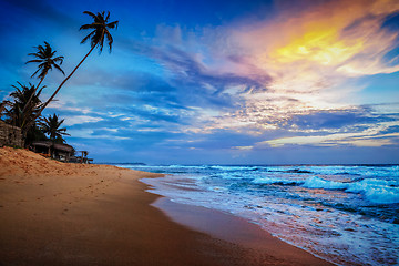 Image showing Sunset on tropical beach