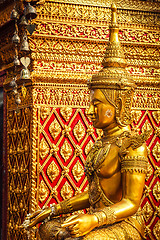 Image showing Gold sitting Buddha statue in Thailand
