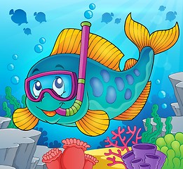 Image showing Fish snorkel diver theme image 2