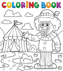 Image showing Coloring book clown near circus theme 1