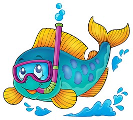 Image showing Fish snorkel diver theme image 1