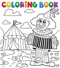 Image showing Coloring book clown near circus theme 4