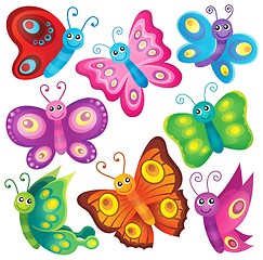 Image showing Happy butterflies theme set 1