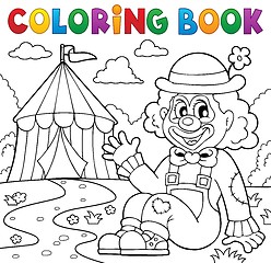 Image showing Coloring book clown near circus theme 2