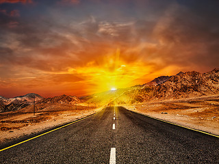 Image showing Road  in Himalayas with mountains