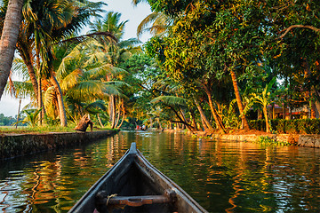 Image showing Kerala backwaters  canoeing