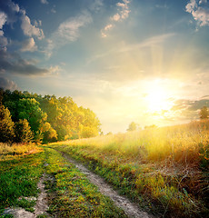 Image showing Sunbeams and country road