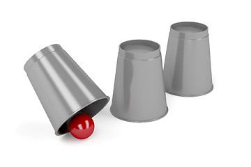 Image showing Three cups and a ball 