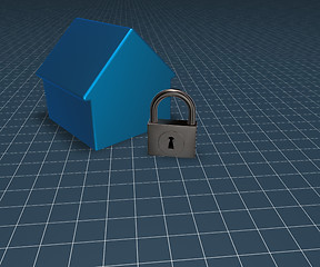 Image showing house and padlock - 3d rendering