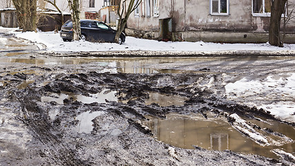 Image showing Ruined road in city