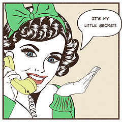 Image showing sexy beautiful woman chatting on the retro phone