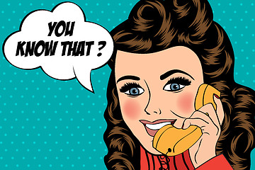 Image showing sexy beautiful woman chatting on the retro phone