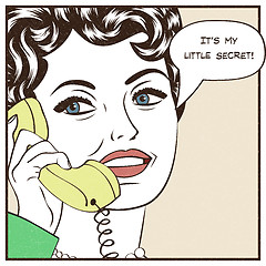 Image showing sexy beautiful woman chatting on the retro phone