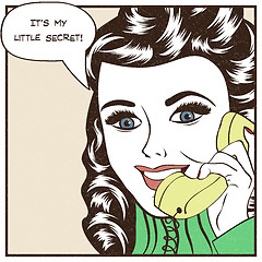 Image showing sexy beautiful woman chatting on the retro phone