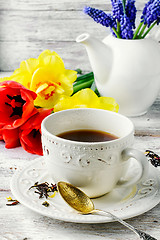 Image showing tea and flowers