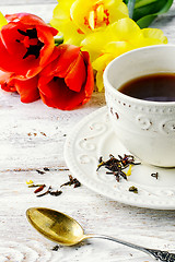 Image showing tea and flowers