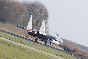 Image showing LEEUWARDEN, NETHERLANDS - APRIL 11, 2016: US Air Force F-15 Eagl