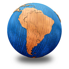 Image showing South America on wooden Earth