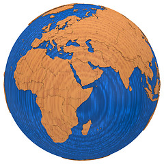 Image showing Africa on wooden Earth