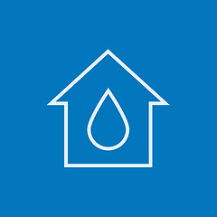 Image showing House with water drop line icon.