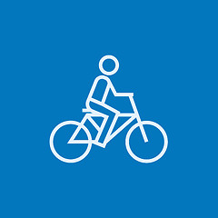 Image showing Man riding bike line icon.