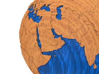 Image showing Middle East on wooden Earth