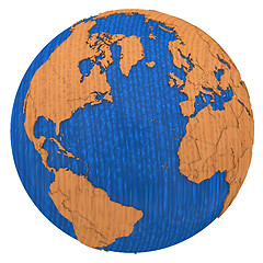 Image showing North America and Europe on wooden Earth