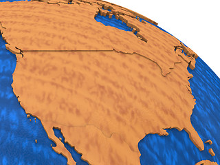 Image showing USA on wooden Earth