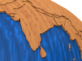 Image showing India on wooden Earth