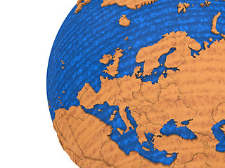 Image showing Europe on wooden Earth