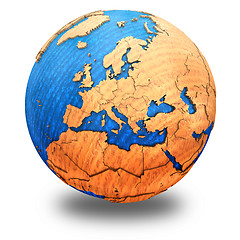 Image showing Europe on wooden Earth