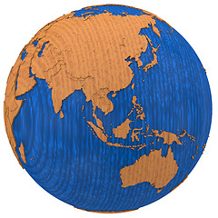 Image showing Asia on wooden Earth