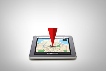 Image showing tablet pc with gps navigator map on screen
