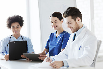 Image showing group of happy doctors meeting at hospital office