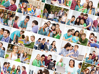 Image showing collage with many pictures of college students