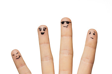 Image showing close up of hands and fingers with smiley faces