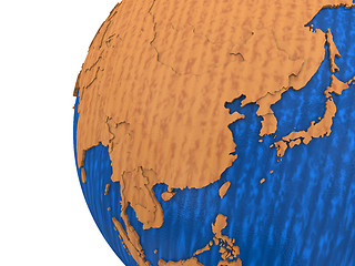 Image showing Asia on wooden Earth