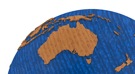 Image showing Australia on wooden Earth