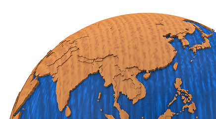 Image showing Asia on wooden Earth