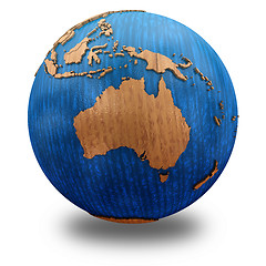 Image showing Australia on wooden Earth