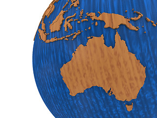 Image showing Australia on wooden Earth