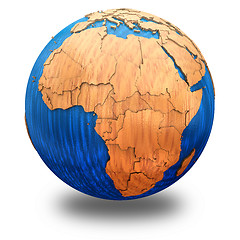 Image showing Africa on wooden Earth