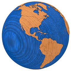 Image showing Americas on wooden Earth