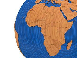 Image showing Africa on wooden Earth