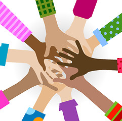 Image showing hands diverse togetherness 