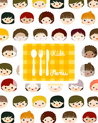 Image showing kids faces menu background