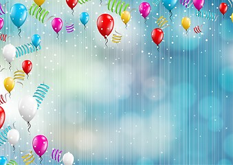 Image showing background with balloons and confetti