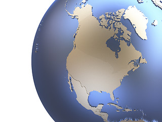 Image showing North America on metallic Earth