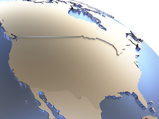 Image showing USA on metallic Earth